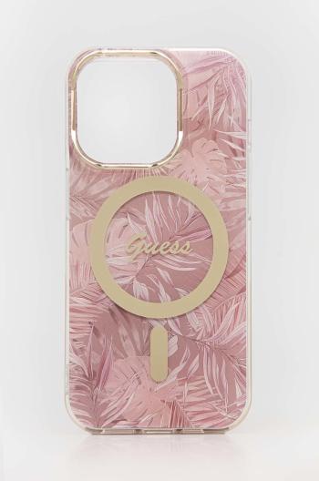 Puzdro na telefón a nabíjačka Guess iPhone 14 Pro 6,1'' ružová farba