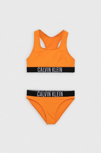 Dvojdielne detské plavky Calvin Klein Jeans oranžová farba