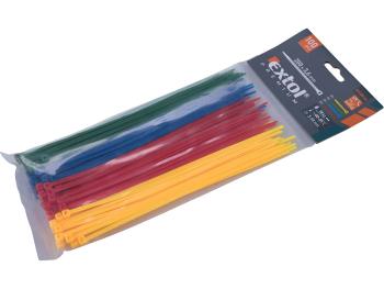 pásky stahovací barevné, 200x3,6mm, 100ks, (4x25ks), 4 barvy, nylon PA66