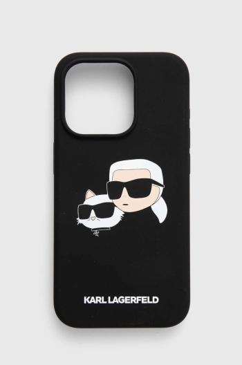 Puzdro na mobil Karl Lagerfeld iPhone 15 Pro 6.1 čierna farba, KLHMP15LSKCHPPLK