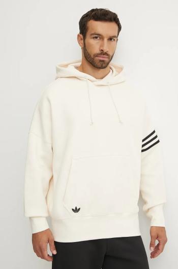 Mikina adidas Originals Neuclassics Hoodie pánska, béžová farba, s kapucňou, s nášivkou, JF9141