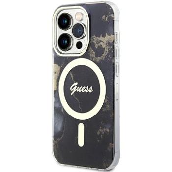 Guess Marble IML MagSafe Kompatibilný Zadný Kryt na iPhone 14 Pro Black (GUHMP14LHTMRSK)