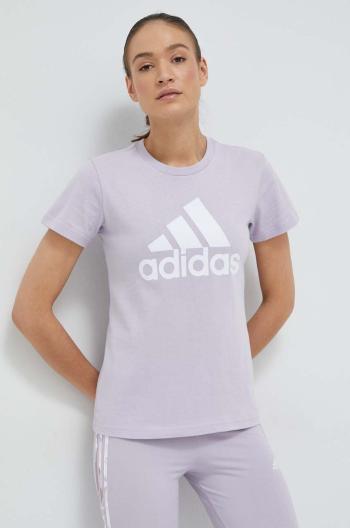 Bavlnené tričko adidas fialová farba