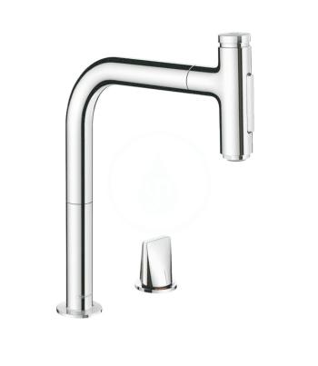 HANSGROHE HANSGROHE - M71 Drezová batéria Metris Select s výsuvnou spŕškou, 2-otvorová inštalácia, chróm 73819000