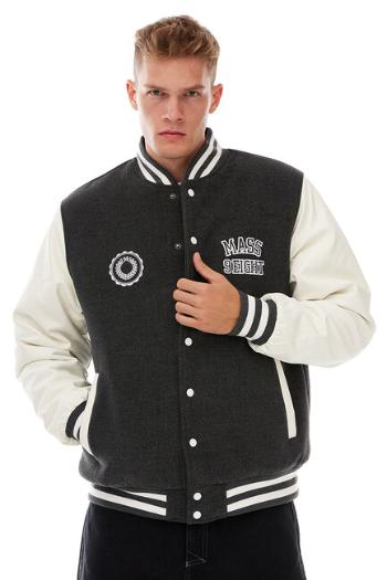 Mass Denim Athletic Baseball Jacket dark heather grey - XL