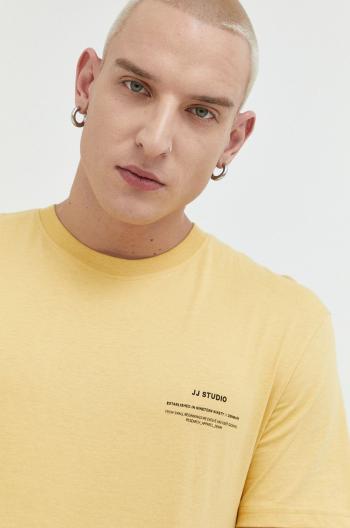 Bavlnené tričko Jack & Jones JJEFELIX žltá farba, s potlačou, 12224600