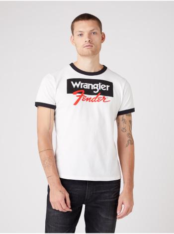 Čierno-biele pánske tričko s potlačou Wrangler