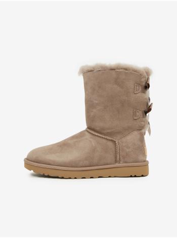 Svetlohnedé dámske semišové snehule s mašľami UGG Bailey Bow