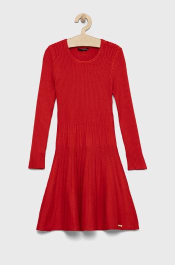 Dievčenské šaty Guess červená farba, mini, áčkový strih