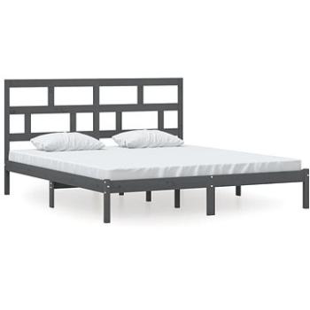 Rám postele sivý masívne drevo 180 × 200 cm Super King, 3101235