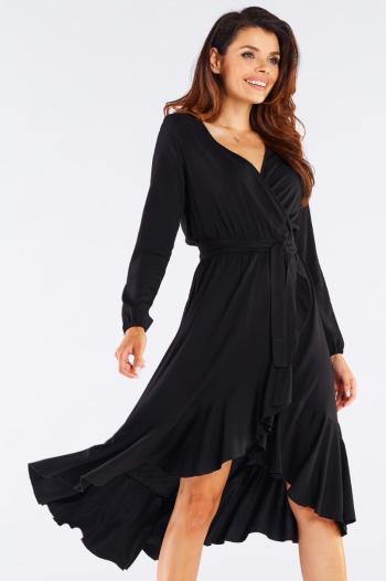 Čierne asymetrické šaty s výstrihom A456