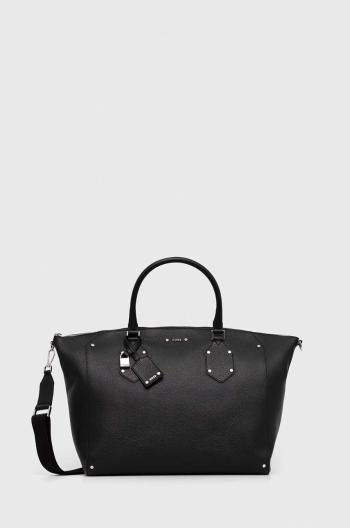 Kožená kabelka BOSS čierna farba