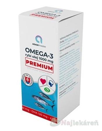 ADAMPHARM Omega-3 rybí olej 1000 mg premium 60 kapsúl