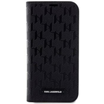 Karl Lagerfeld Saffiano Monogram Book Pouzdro na iPhone 14 Black (KLBKP14SSAKLHPK)