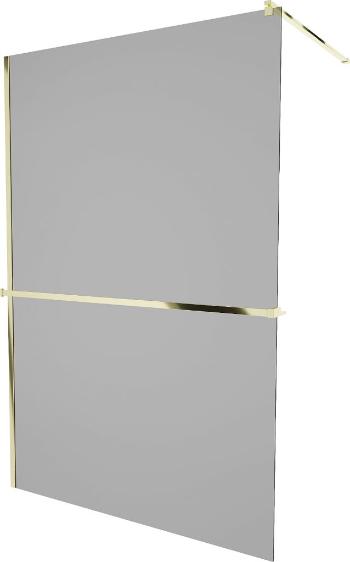 MEXEN/S - KIOTO Sprchová zástena WALK-IN s poličkou a držiakom uterákov 100 x 200 cm, grafit 8 mm, zlatá 800-100-121-50-40