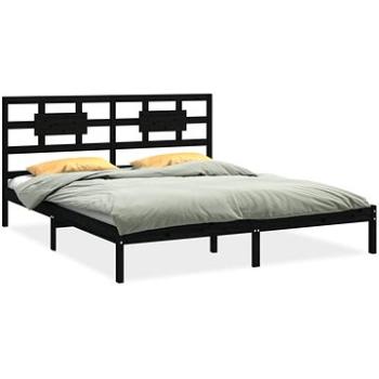 Rám postele čierny masívne drevo 160 × 200 cm, 3105679