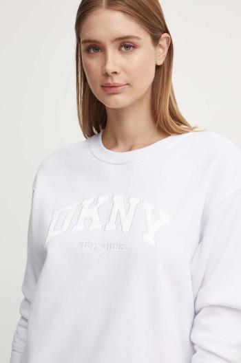 Mikina Dkny dámska, biela farba, s nášivkou, DP4T9809