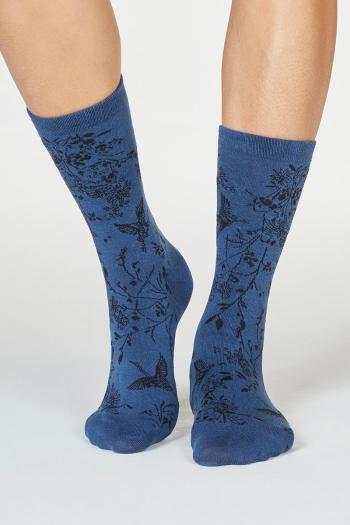 Modré vzorované ponožky Fina Gots Bird Socks