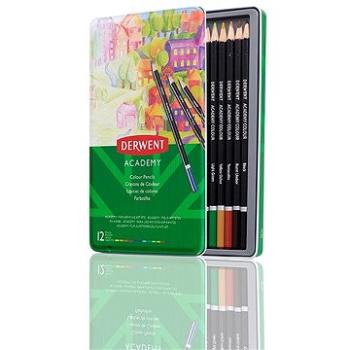 DERWENT Academy Colour Pencil Tin v plechovej škatuľke, okrúhle, 12 farieb (2301937)