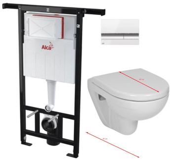 ALCADRAIN Alcadrain Jádromodul - predstenový inštalačný systém s bielym / chróm tlačidlom M1720-1 + WC JIKA LYRA PLUS 49 + SEDADLO duraplastu AM102/1120 M1720-1 LY3