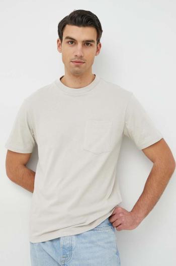 Bavlnené tričko GAP béžová farba, jednofarebné