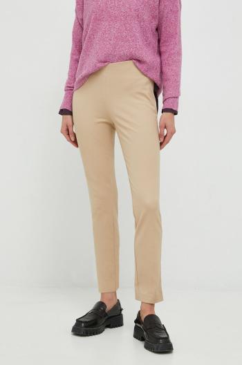Nohavice Lauren Ralph Lauren dámske, béžová farba, priliehavé, vysoký pás