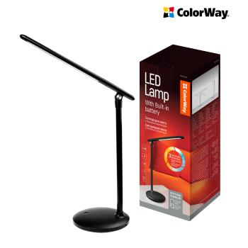 COLORWAY LED STOLNA LAMPA CW SO ZABUDOVANOU BATERIOU, CIERNA (CW-DL02B-B)