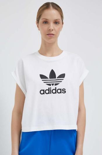 Bavlnené tričko adidas Originals biela farba