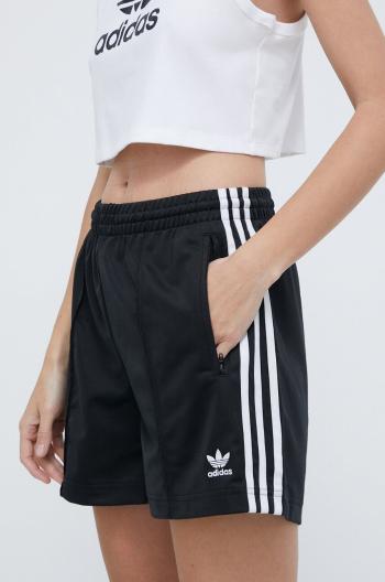 Šortky adidas Originals  Firebird Short dámske, čierna farba, s nášivkou, vysoký pás,  IU2425,