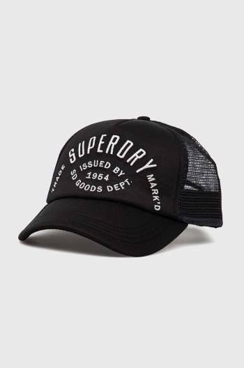 Šiltovka Superdry čierna farba, s nášivkou