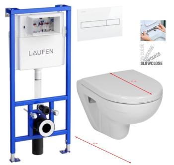 LAUFEN Rámový podomietkový modul CW1 SET s bielym tlačidlom + WC JIKA LYRA PLUS 49 + SEDÁTKO DURAPLAST SLOWCLOSE H8946600000001BI LY4