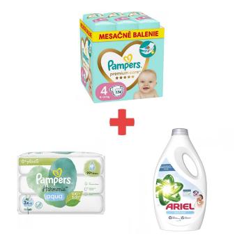 PAMPERS PREMIUM MBP S4 174KS (9-14KG) + WIPES 144KS (3X48) HARMONIE AQUA + ARIEL 34PD 1.7L SENS.SKIN