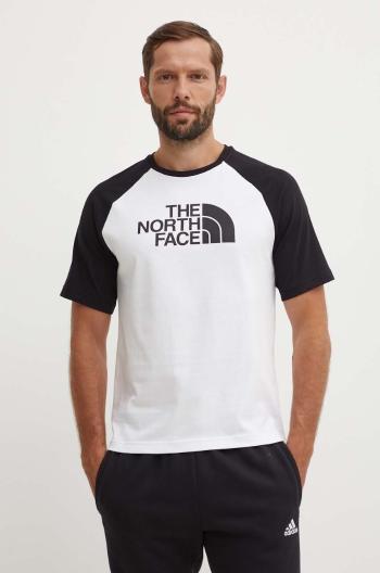 Bavlnené tričko The North Face M S/S Raglan Easy Tee pánske, biela farba, s potlačou, NF0A87N7FN41