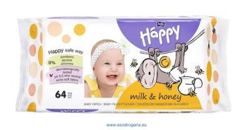 BELLA HAPPY BABY Vlhčené obrúsky mlieko a med 64 ks