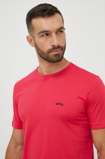 Bavlnené tričko BOSS Boss Athleisure ružová farba, jednofarebné