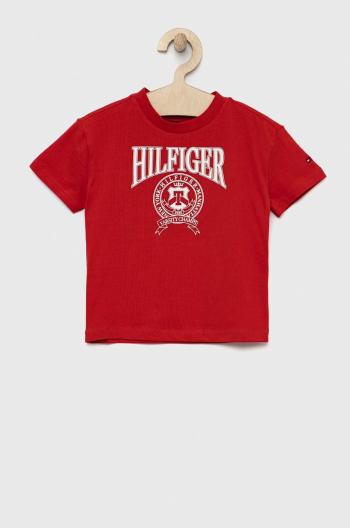 Detské tričko Tommy Hilfiger červená farba, vzorovaný