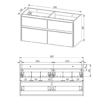 MEREO - Opto, kúpeľňová skrinka s keramickým umývadlom 121 cm, čierna CN943