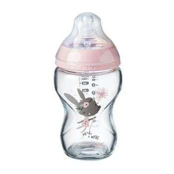 Tommee Tippee Dojčenská fľaša C2N 250 ml sklenená – Pink, 0 mes.+ (5010415227065)