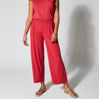 Blancheporte 7/8 široké jednofarebné nohavice s pružným pásom červená 50