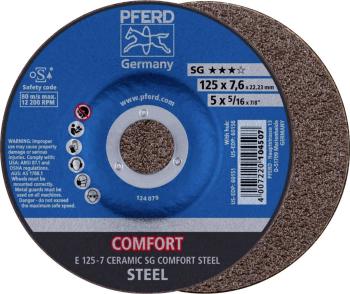 PFERD 62101125 E 125-7 CERAMIC SG COMFORT STEEL brúsny kotúč lomený  125 mm 22.23 mm 10 ks