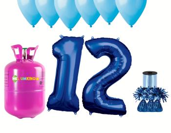 HeliumKing Hélium párty set na 12. narodeniny s modrými balónmi