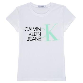 Calvin Klein Jeans  Tričká s krátkym rukávom HYBRID LOGO SLIM T-SHIRT  Biela