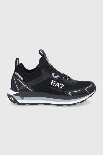 Topánky EA7 Emporio Armani čierna farba, na plochom podpätku