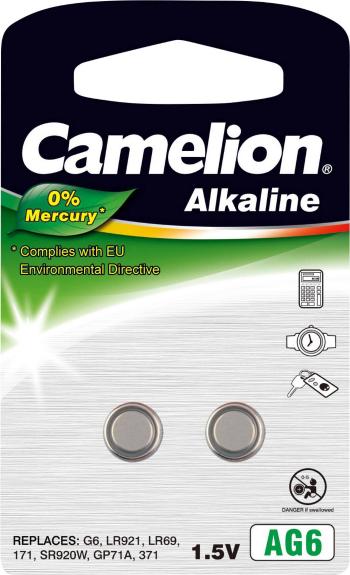 Camelion AG6 gombíková batéria  LR 69  alkalicko-mangánová 25 mAh 1.5 V 2 ks