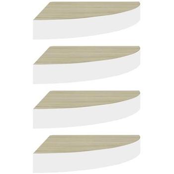 Shumee - Nástenné rohové, 4 ks, dub a biele, 25 × 25 × 3,8 cm, MDF, 326632