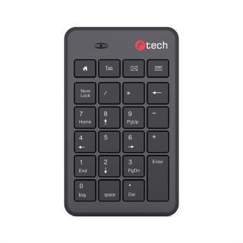 Klávesnice C-TECH KBN-02W, bezdrátová, numerická,  23 kláves, USB slim black