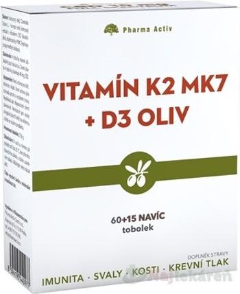 Pharma Activ Vitamín K2 MK7 + D3 OLIV, 60+15 cps