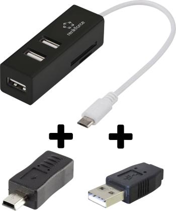 renkforce Univerzálny 3 portový USB 2.0 OTG rozbočovač so čítačkou kariet SD pre smartfóny / tablety a počítače