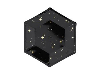 PartyDeco Taniere - čierne so zlatými hviezdičkami 20 cm 6 ks