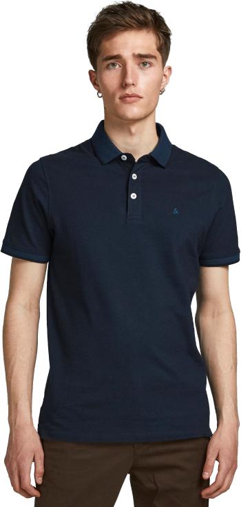 Jack&Jones Pánske polo triko JJEPAULOS Slim Fit 12136668 Dark Navy XXL